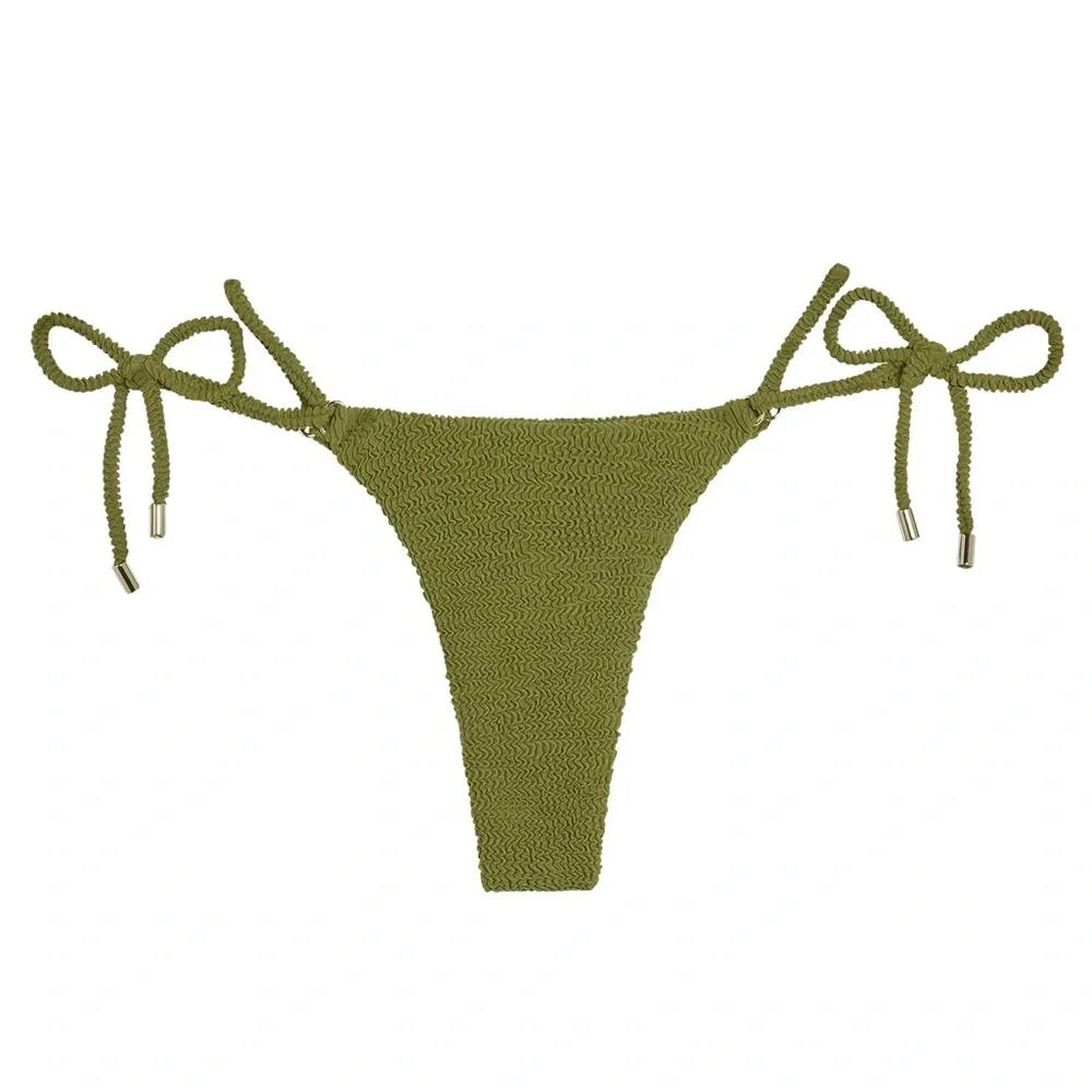 Monday Swimwear Hanalei Bottom- vivid moss crinkle